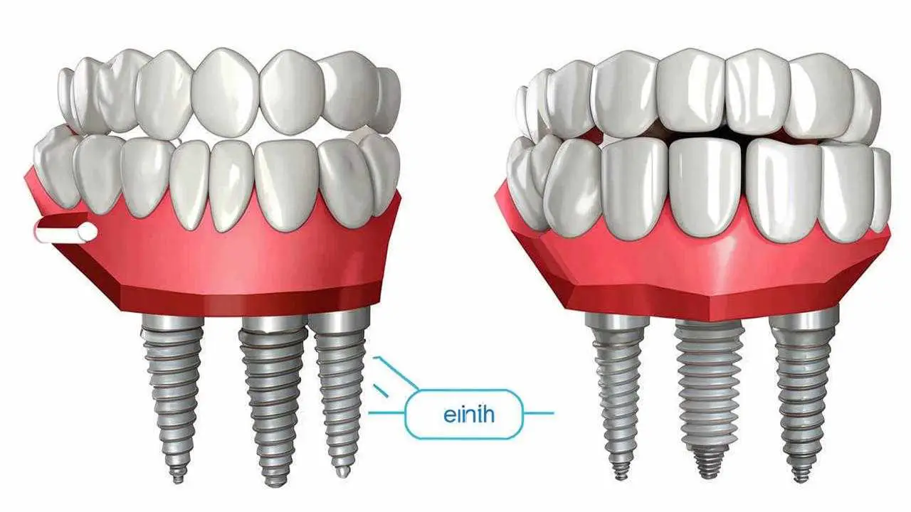 Cement and screw fixation of the dental bridge