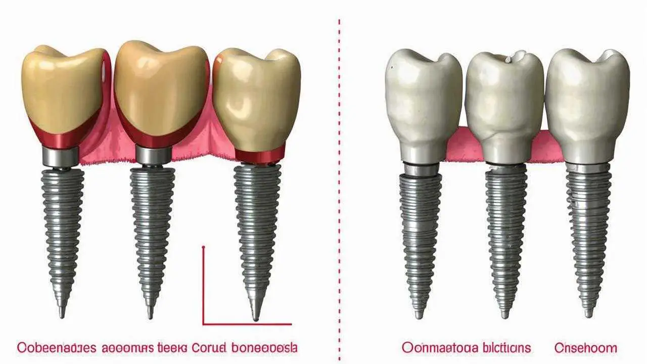 Cement and screw fixation of the dental bridge