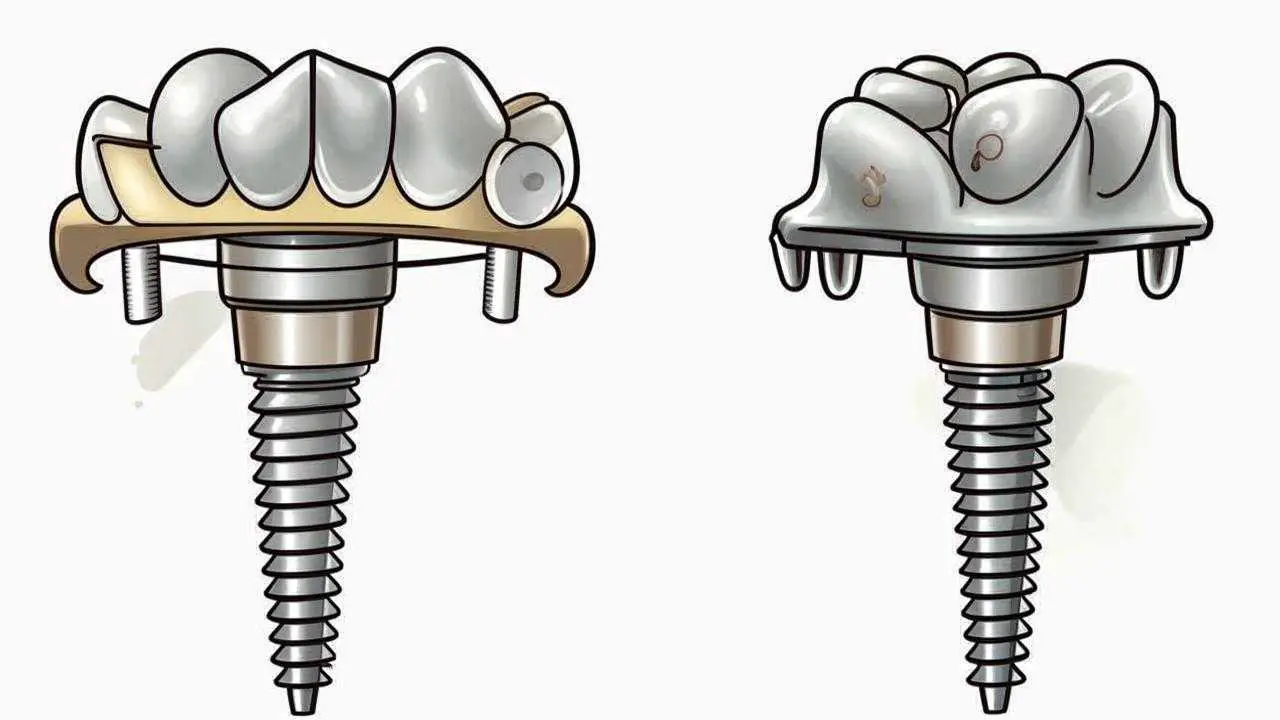 Cement and screw fixation of the dental bridge